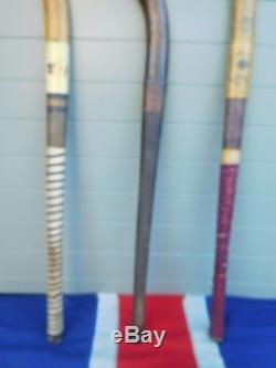 3 Antique Vintage English Sporting Antiques Wooden Field Grass Hockey Sticks