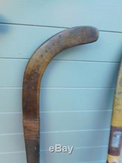 3 Antique Vintage English Sporting Antiques Wooden Field Grass Hockey Sticks
