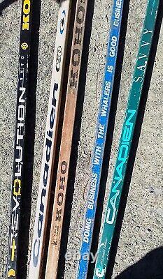 (5) VINTAGE Wooden 55 Long Hockey Sticks CANADIEN KOHO & More
