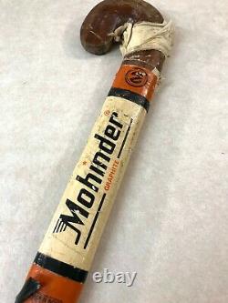 Antique Vintage Wood Field Hockey Stick Orange White Wrapped Mohinder India