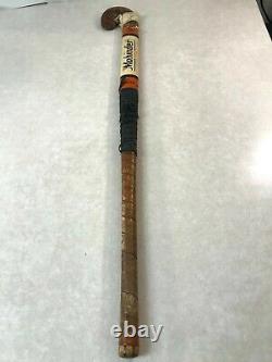 Antique Vintage Wood Field Hockey Stick Orange White Wrapped Mohinder India