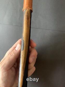 FIELD HOCKEY HANDMADE WOOD AND LEATHER STICK VERY EARLY 1800s