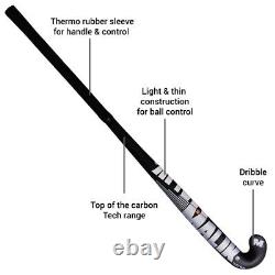 Field Hockey Stick PLATINUM J, Head Shape, 90% Carbon, Multi Curve for Youth
