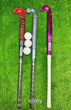 Field Hockey Stick Trio With Ball (multi-colours) Sizes 36.5-37.5 Skt