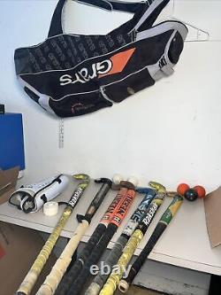 Lot 7 Field Hockey Sticks 5 Balls, Bag, Tape, Shin Guards