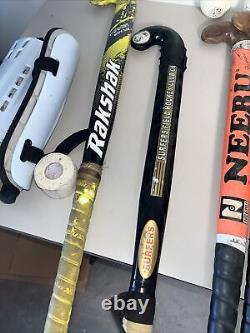 Lot 7 Field Hockey Sticks 5 Balls, Bag, Tape, Shin Guards