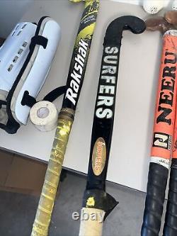 Lot 7 Field Hockey Sticks 5 Balls, Bag, Tape, Shin Guards