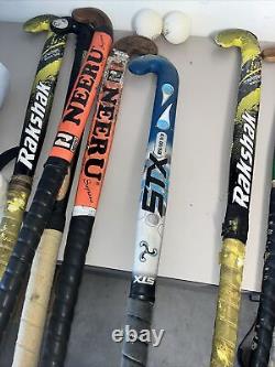 Lot 7 Field Hockey Sticks 5 Balls, Bag, Tape, Shin Guards