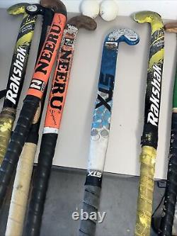 Lot 7 Field Hockey Sticks 5 Balls, Bag, Tape, Shin Guards