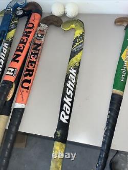 Lot 7 Field Hockey Sticks 5 Balls, Bag, Tape, Shin Guards