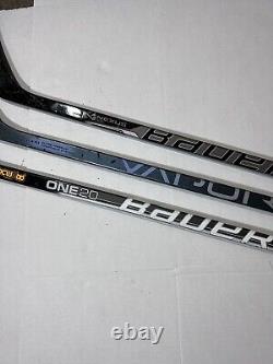 Lot Of 3 Left Handed Bauer Hockey Sticks One20 Nexus400 Vapor Velocity