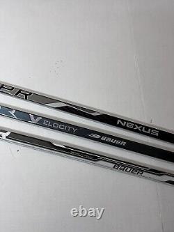 Lot Of 3 Left Handed Bauer Hockey Sticks One20 Nexus400 Vapor Velocity