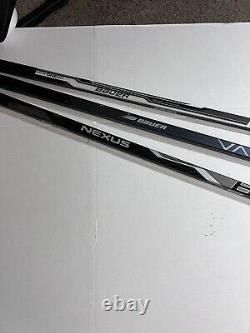 Lot Of 3 Left Handed Bauer Hockey Sticks One20 Nexus400 Vapor Velocity