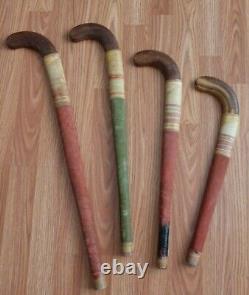 Lot of 4 Vintage Antique Bulldog Wood Field Hockey Sticks