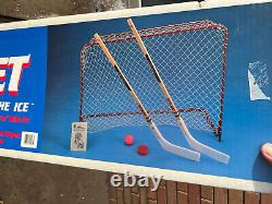Mylec Vintage Goal set Street Hockey 2 Sticks One Puc Net Goalie Practice RARE