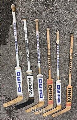 VINTAGE Set of 6 Vintage Wooden Hockey Sticks canada KOHO CHIMO canadian pro