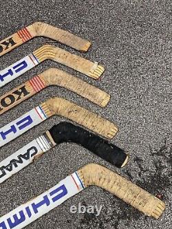 VINTAGE Set of 6 Vintage Wooden Hockey Sticks canada KOHO CHIMO canadian pro