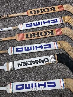 VINTAGE Set of 6 Vintage Wooden Hockey Sticks canada KOHO CHIMO canadian pro