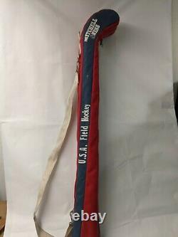 Vintage 4 Wood Field Hockey Sticks Long Blade Antique USA Olympic with Bag
