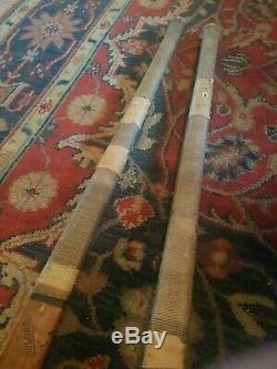 Vintage Bulger Wood Field Hockey Sticks Pair Long Blade Antique Nice